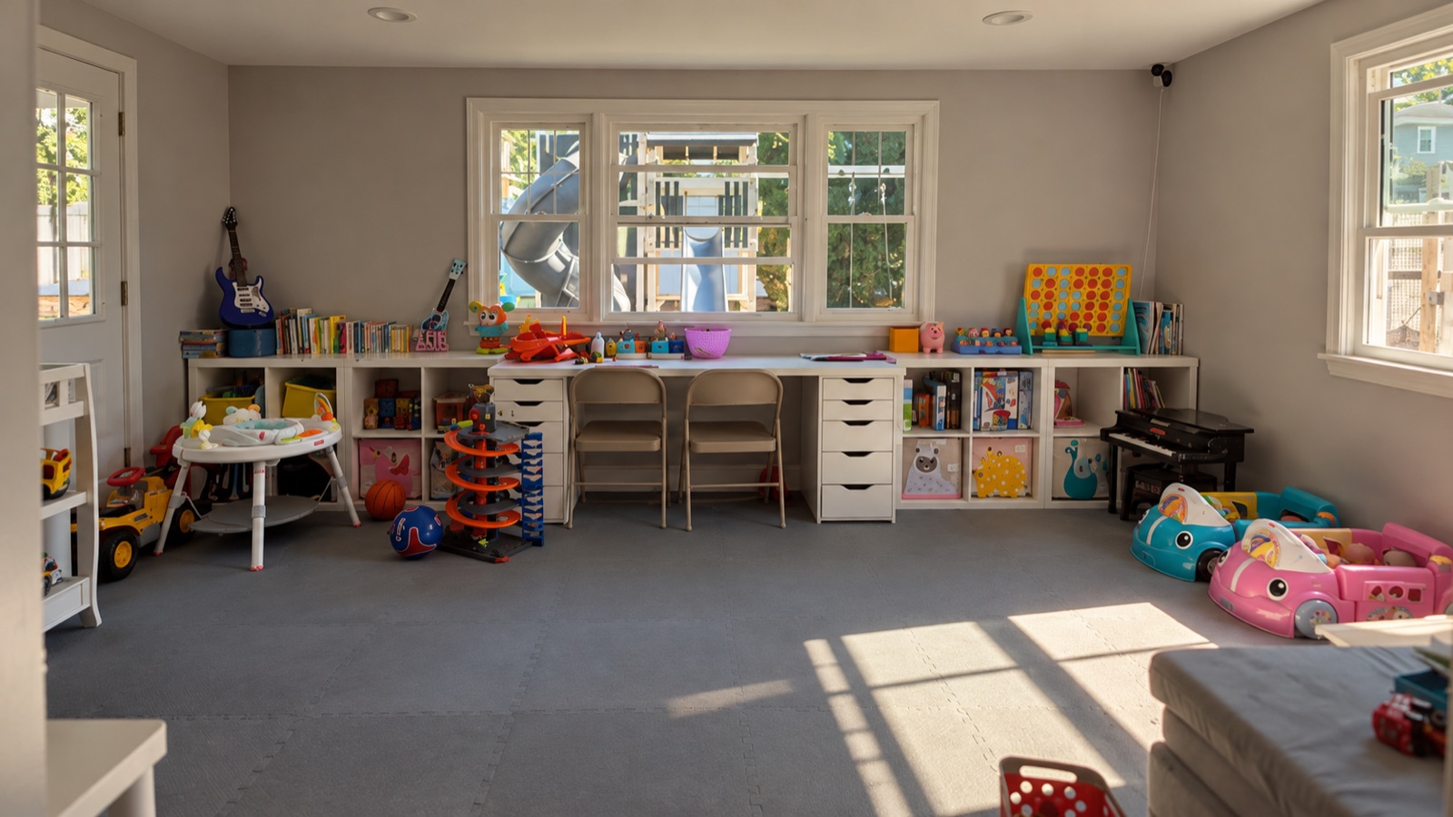 AI storyboard · Toys on the playroom shelves, untouched